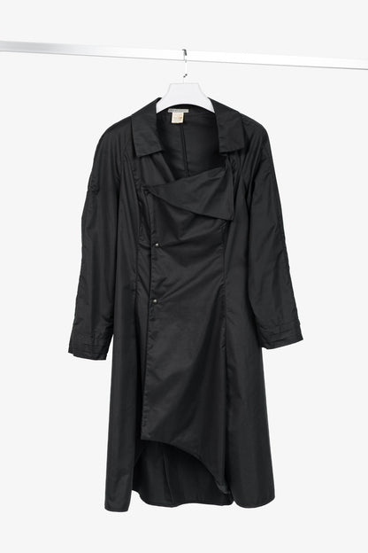 Sarah Pacini Black Asymmetrical Cowl-Neck Coat