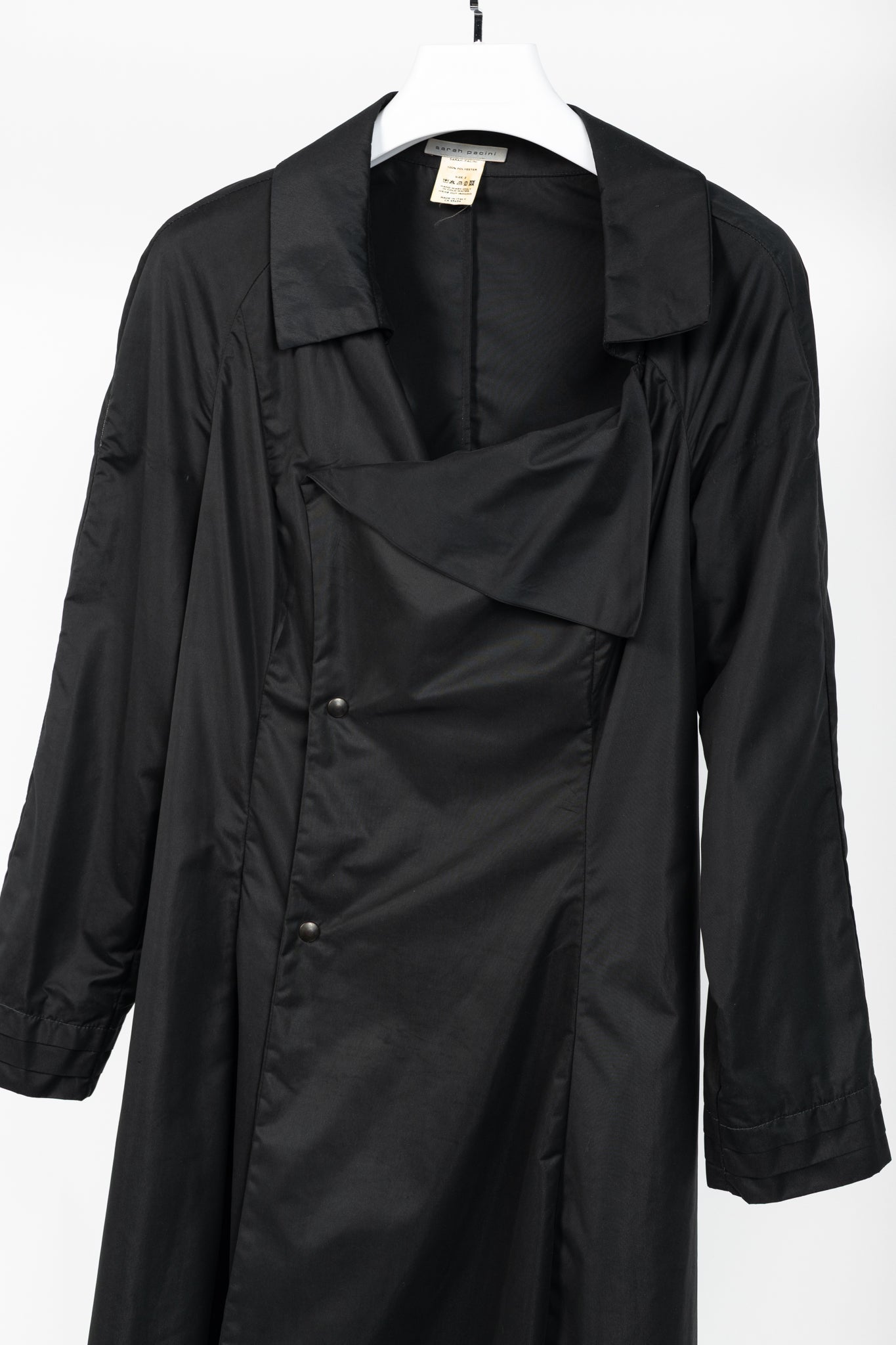 Sarah Pacini Black Asymmetrical Cowl-Neck Coat