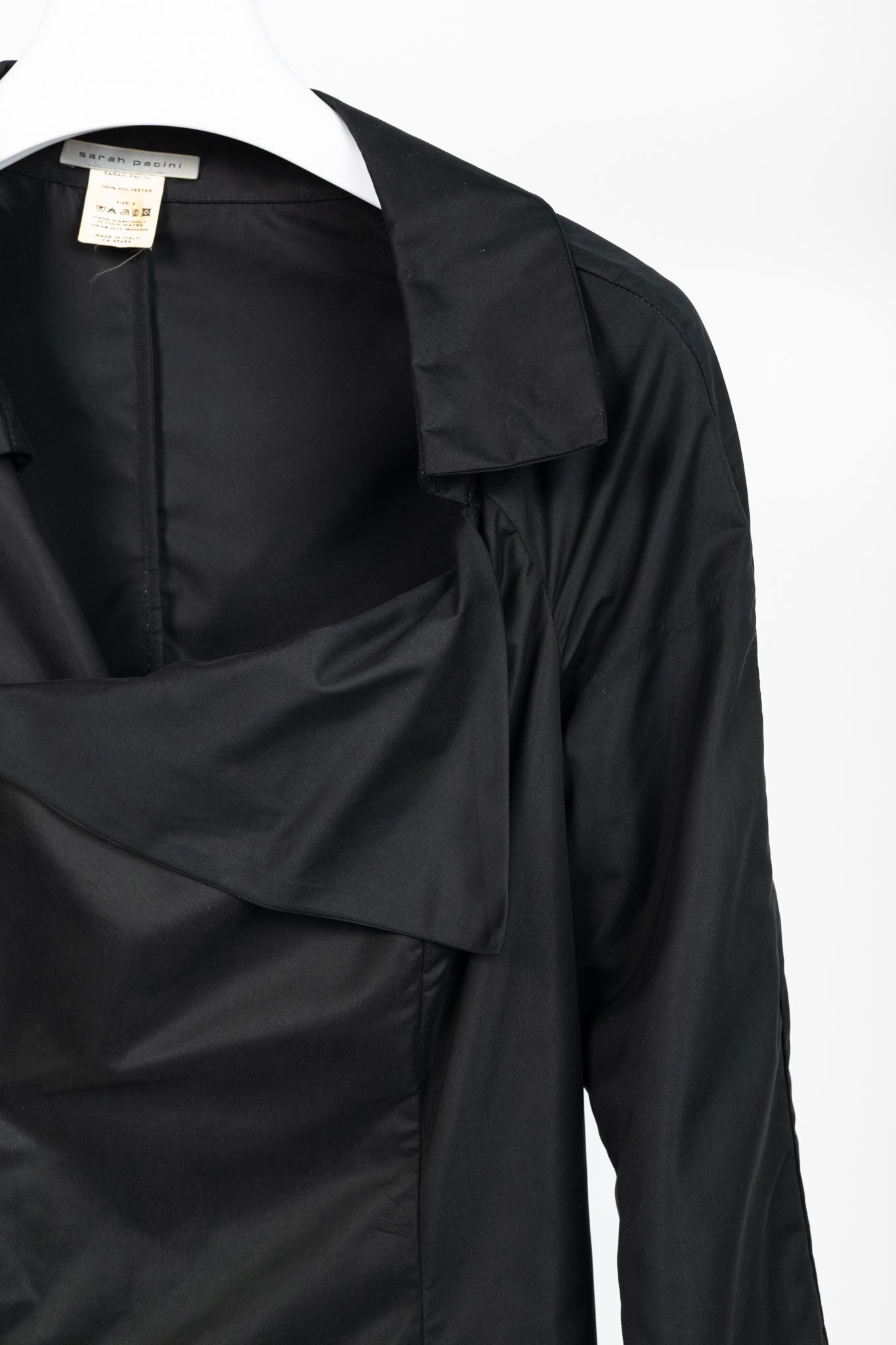 Sarah Pacini Black Asymmetrical Cowl-Neck Coat