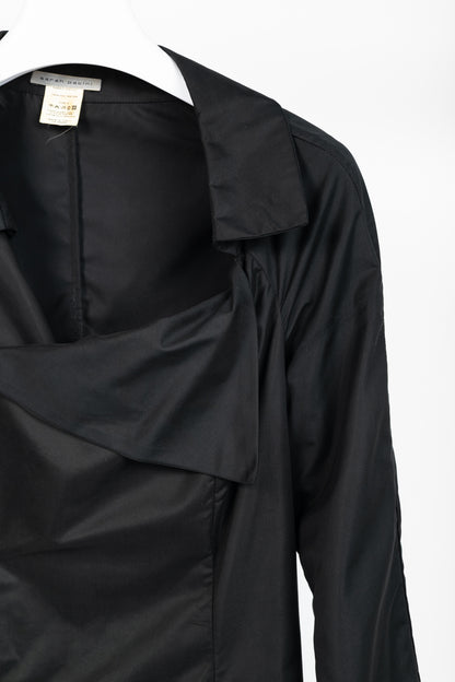 Sarah Pacini Black Asymmetrical Cowl-Neck Coat