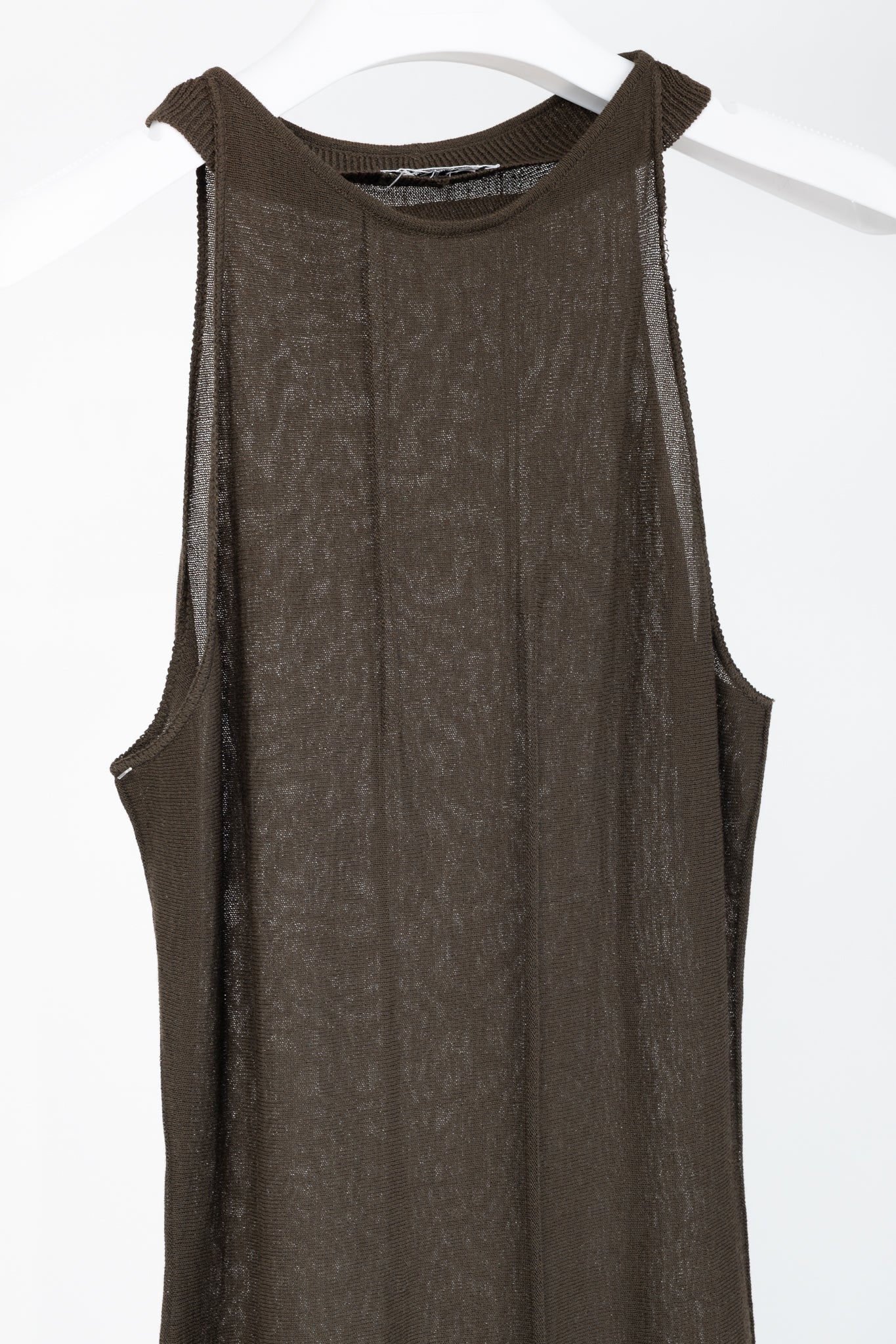 Sarah Pacini Brown Knit Rib-Accent Maxi Dress