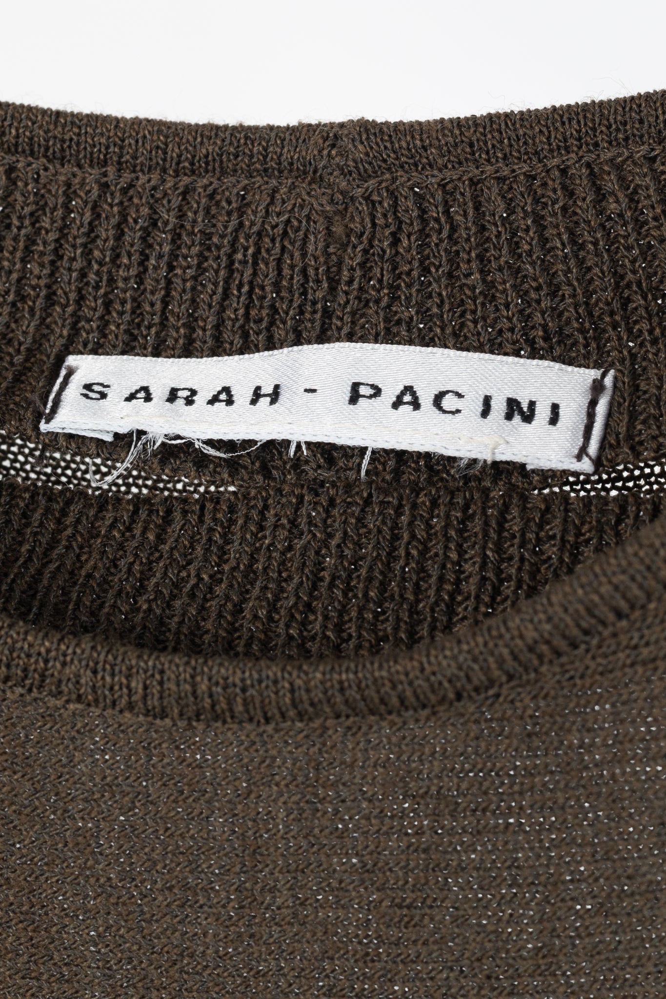 Sarah Pacini Brown Knit Rib-Accent Maxi Dress