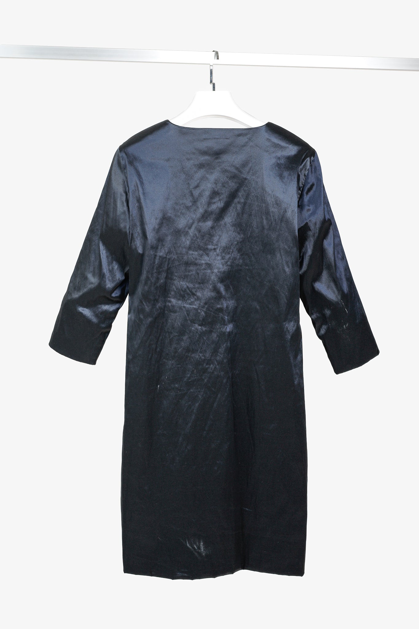 Sarah Pacini Midnight Metal Blue Stretch Size-Zip Midi Dress