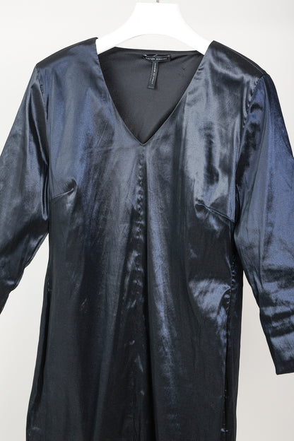 Sarah Pacini Midnight Metal Blue Stretch Size-Zip Midi Dress