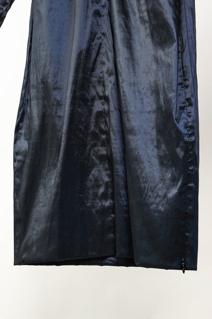 Sarah Pacini Midnight Metal Blue Stretch Size-Zip Midi Dress