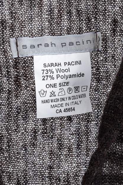 Sarah Pacini Brown Wool-Blend Burnout-Stripe Cardigan