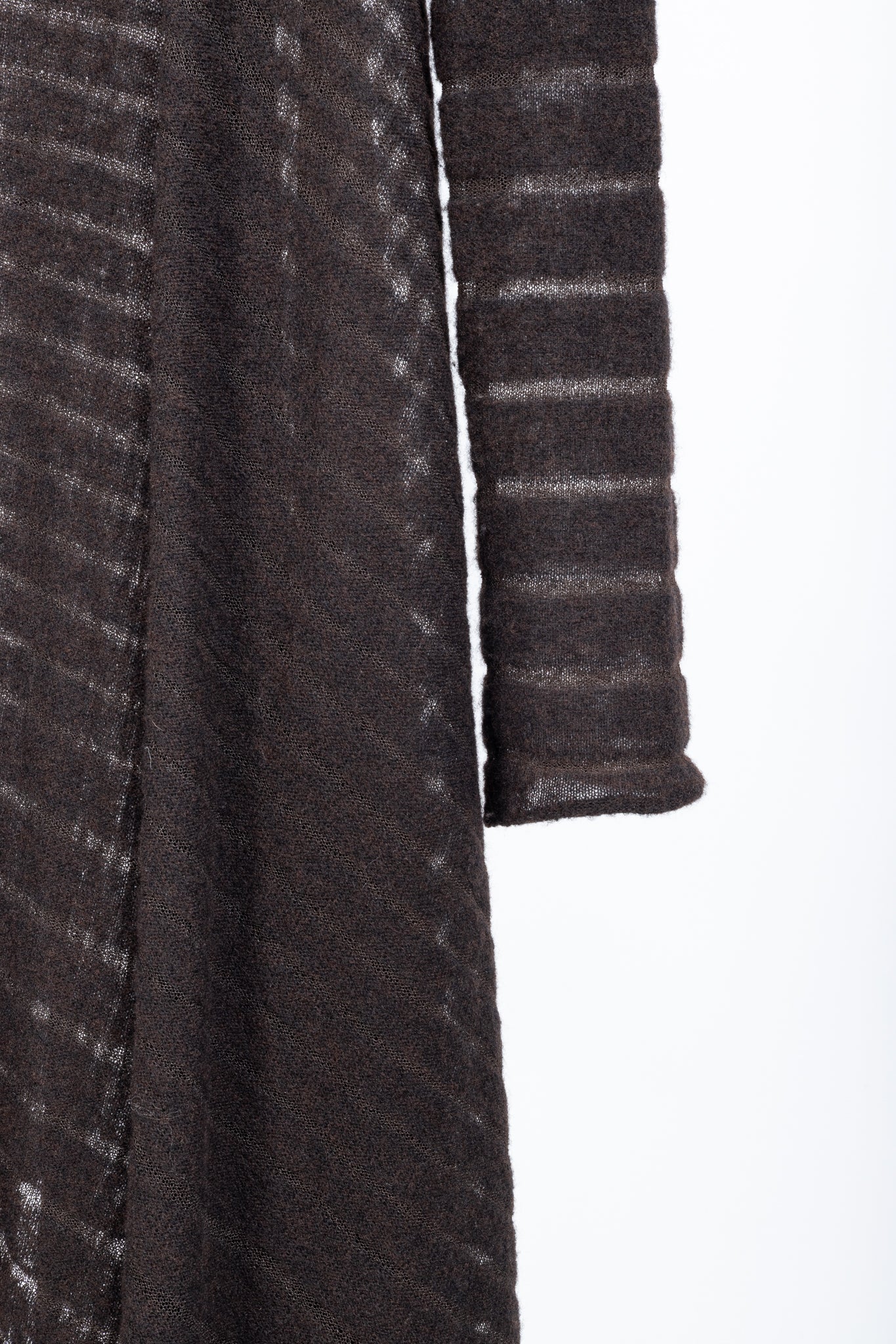 Sarah Pacini Brown Wool-Blend Burnout-Stripe Cardigan