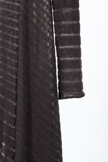 Sarah Pacini Brown Wool-Blend Burnout-Stripe Cardigan