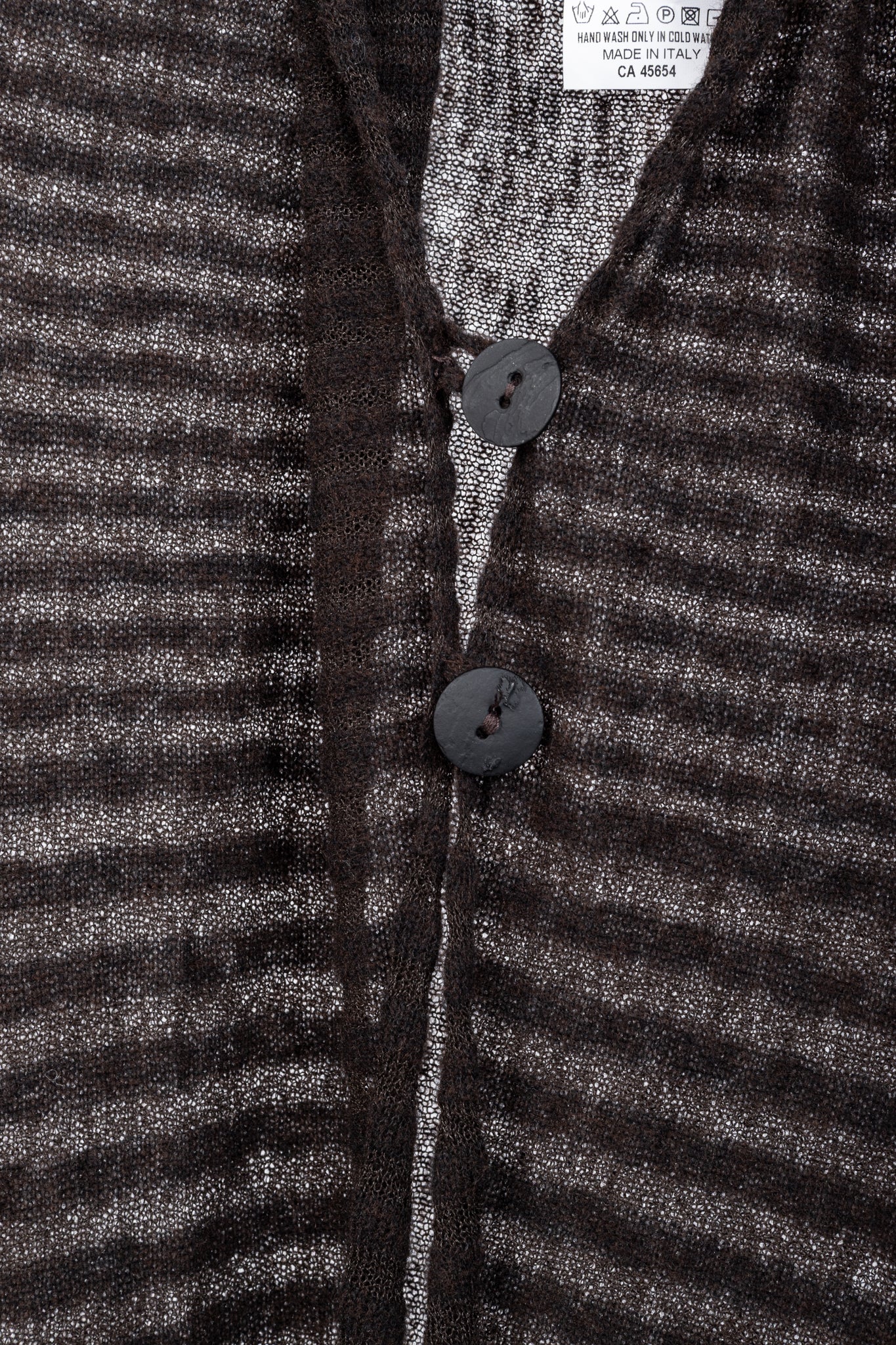 Sarah Pacini Brown Wool-Blend Burnout-Stripe Cardigan