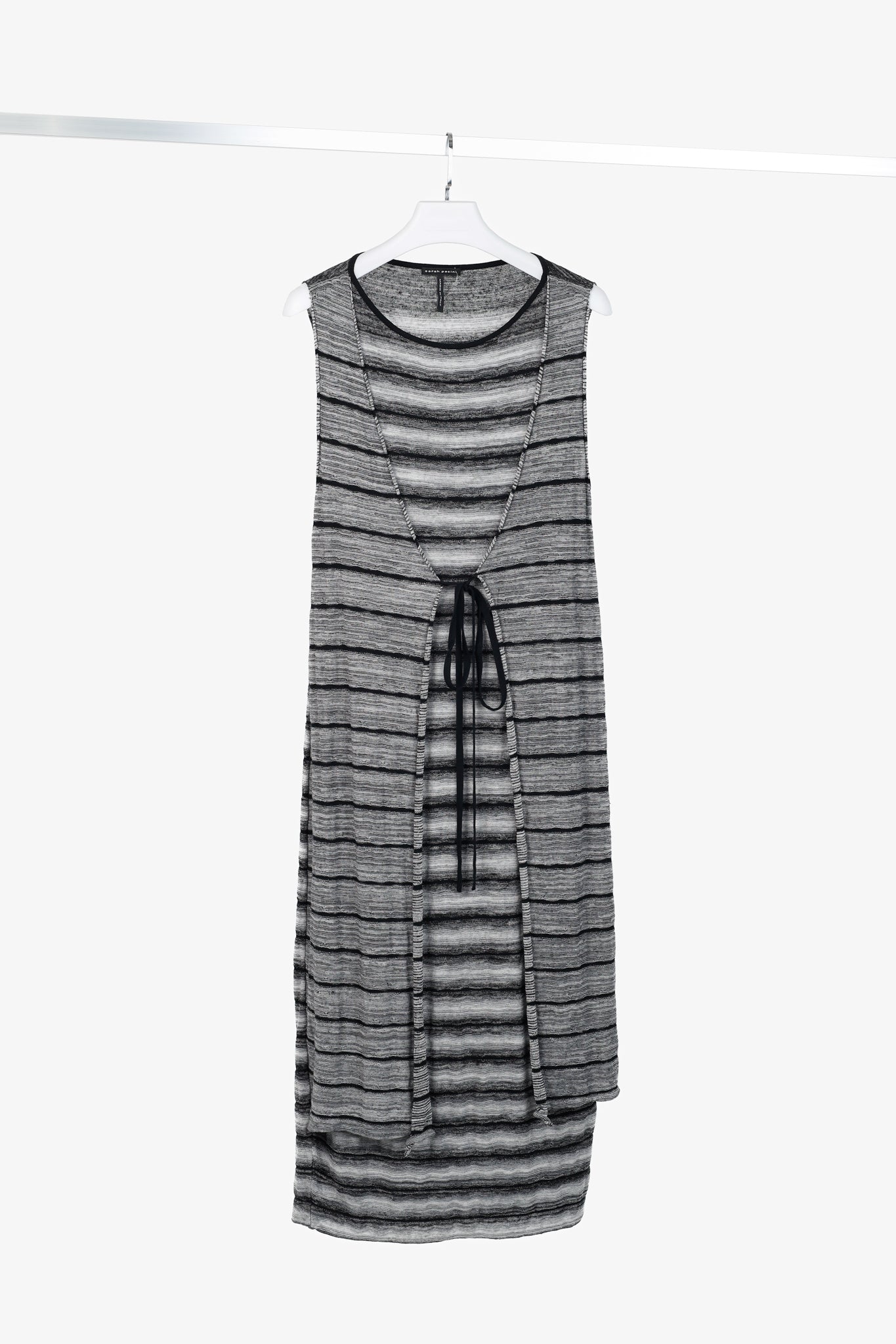 Sarah Pacini Grey & Black Striped-Knit Maxi Dress