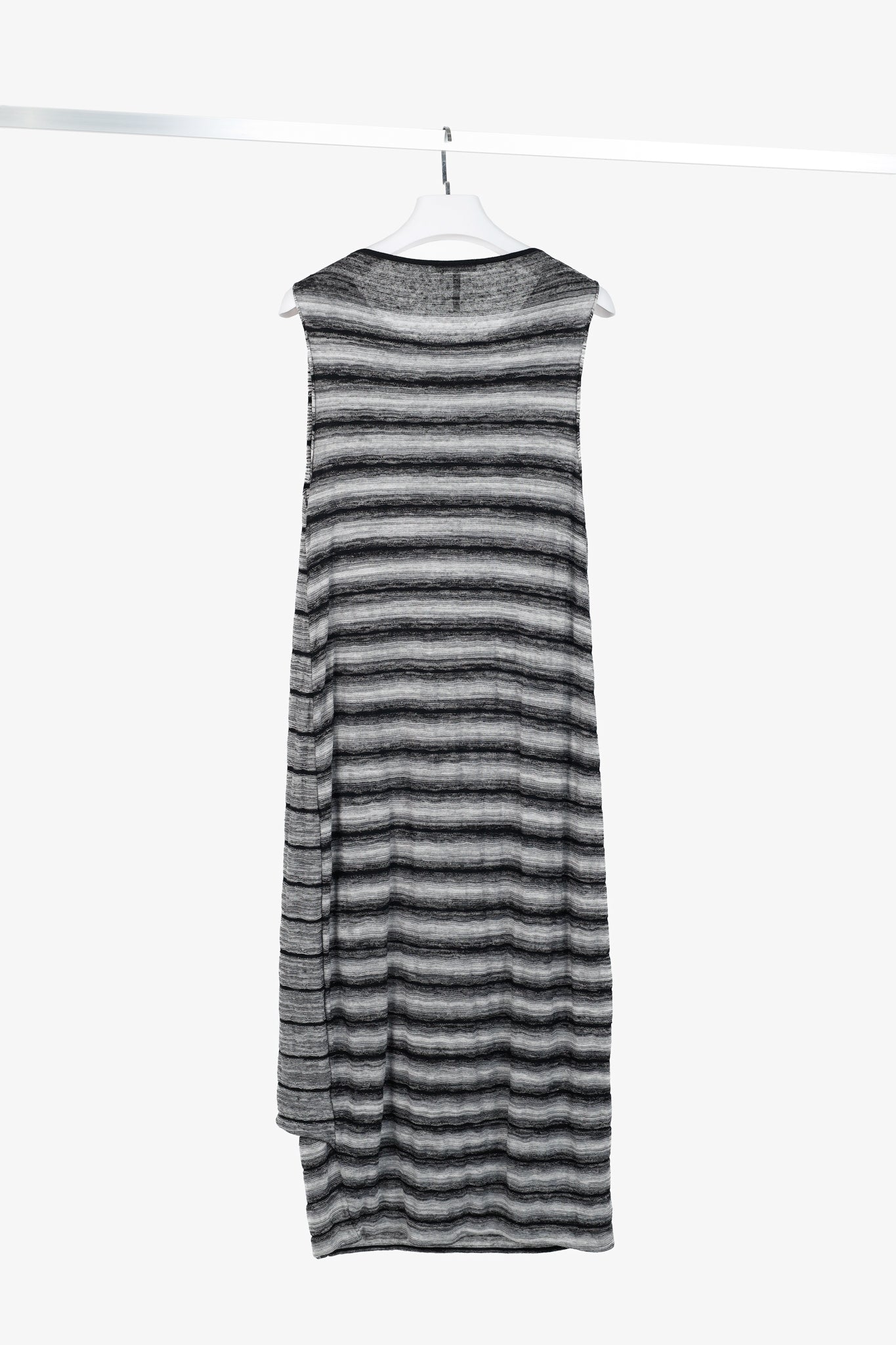 Sarah Pacini Grey & Black Striped-Knit Maxi Dress