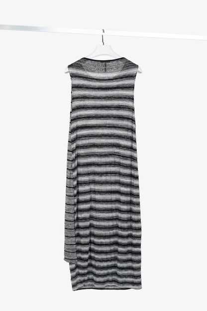 Sarah Pacini Grey & Black Striped-Knit Maxi Dress