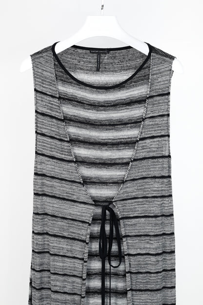 Sarah Pacini Grey & Black Striped-Knit Maxi Dress