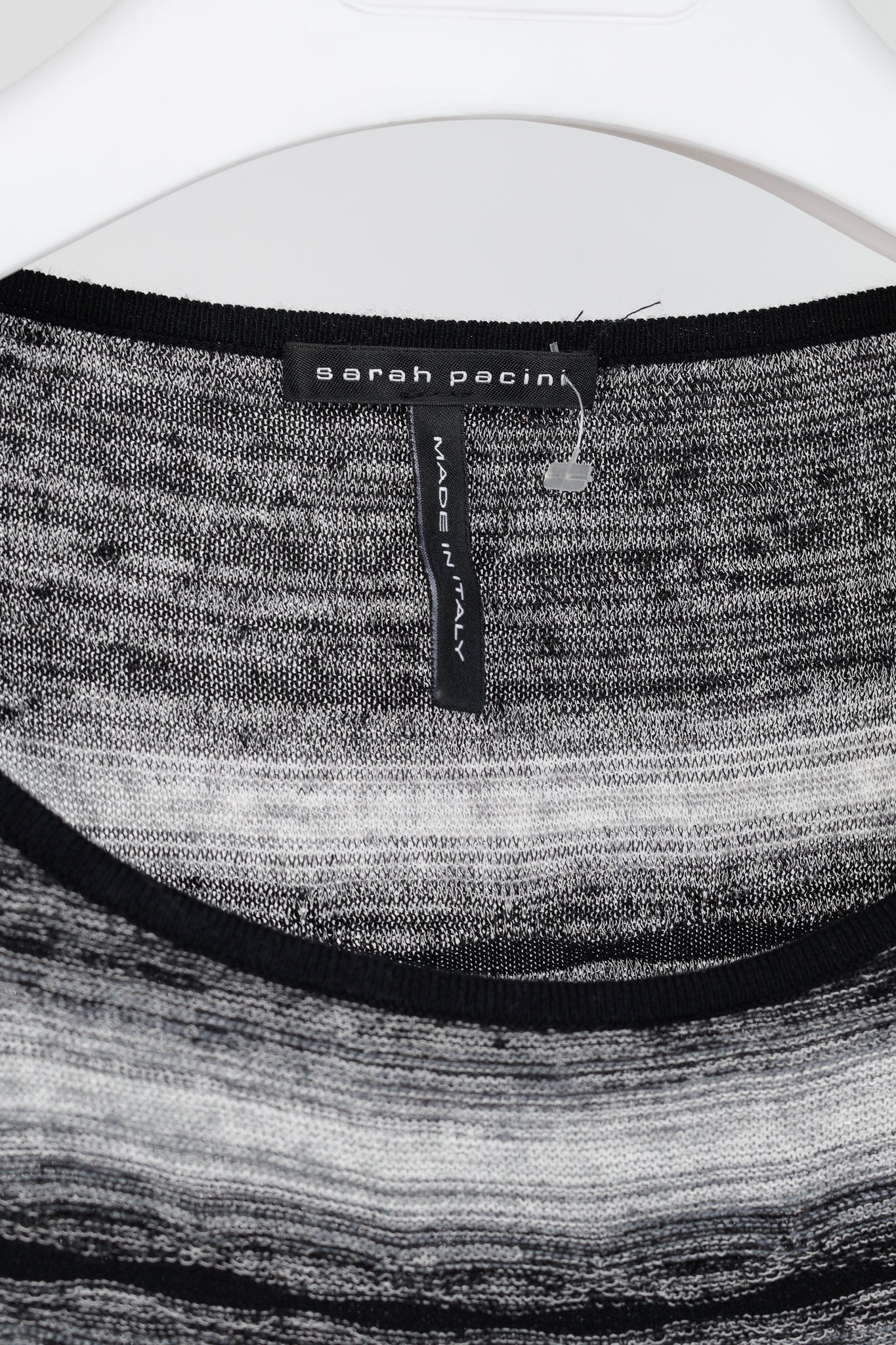 Sarah Pacini Grey & Black Striped-Knit Maxi Dress