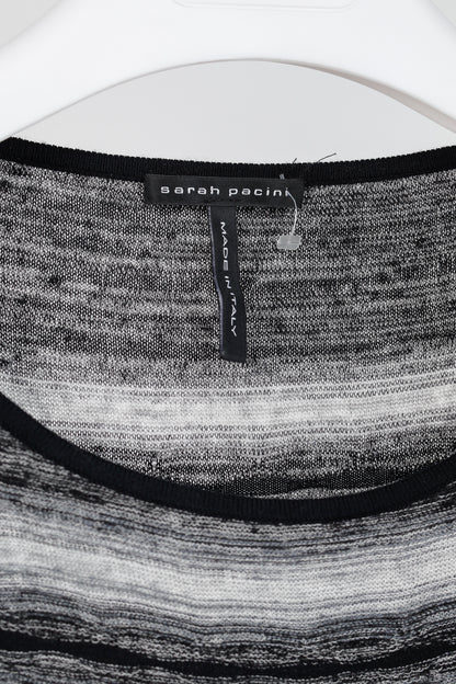 Sarah Pacini Grey & Black Striped-Knit Maxi Dress