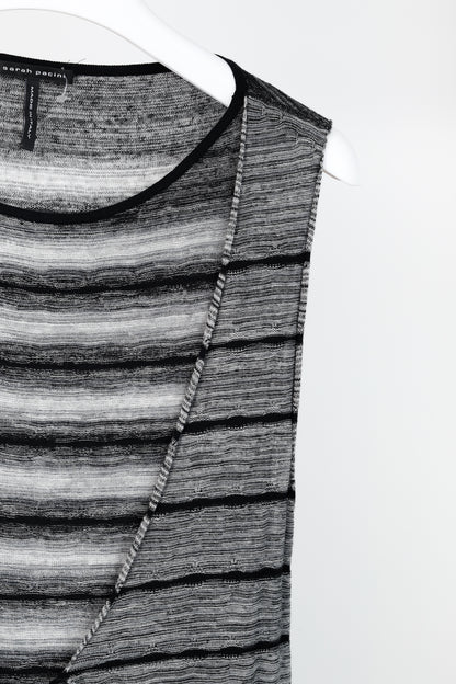 Sarah Pacini Grey & Black Striped-Knit Maxi Dress