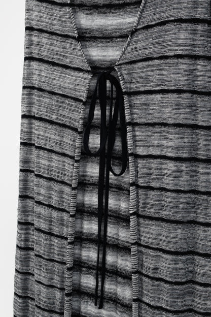 Sarah Pacini Grey & Black Striped-Knit Maxi Dress