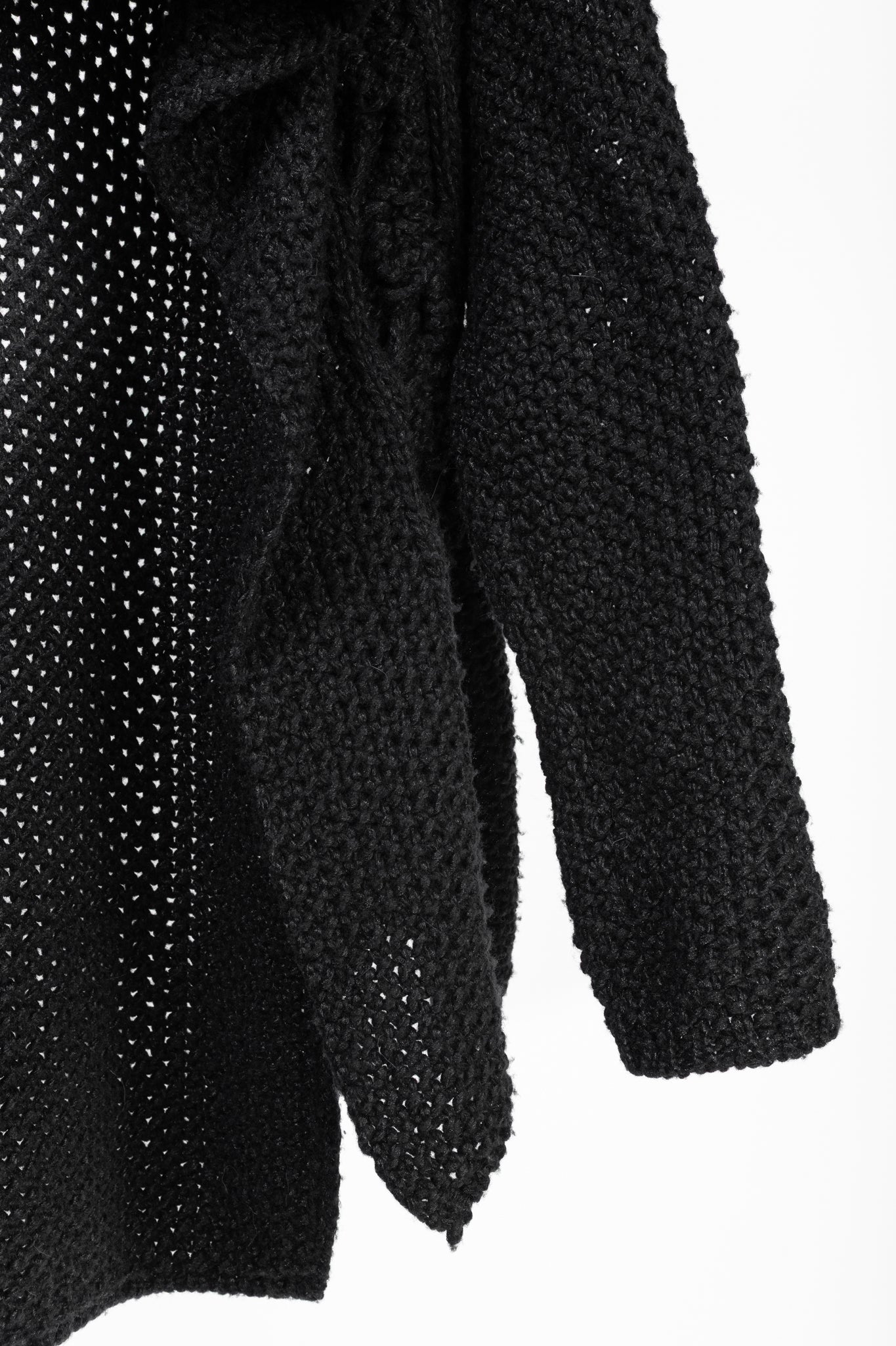 Sarah Pacini Black Wool-Blend Cable-Knit Crossover Cowl-Neck Sweater
