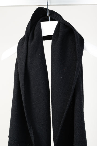 Sarah Pacini Black Wool-Blend Ribbed-Knit Pocket Scarf