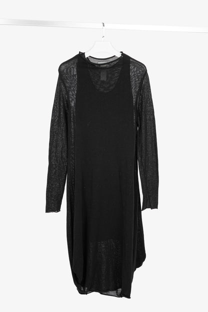 Sarah Pacini Black Knit Long-Sleeve Midi Dress