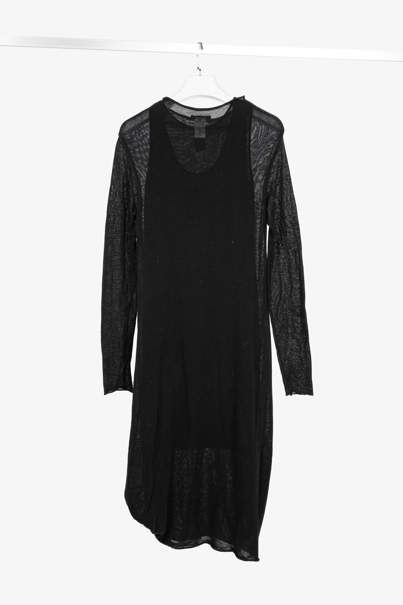 Sarah Pacini Black Knit Long-Sleeve Midi Dress