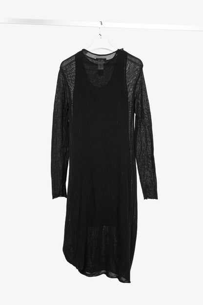 Sarah Pacini Black Knit Long-Sleeve Midi Dress