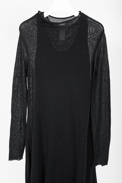 Sarah Pacini Black Knit Long-Sleeve Midi Dress