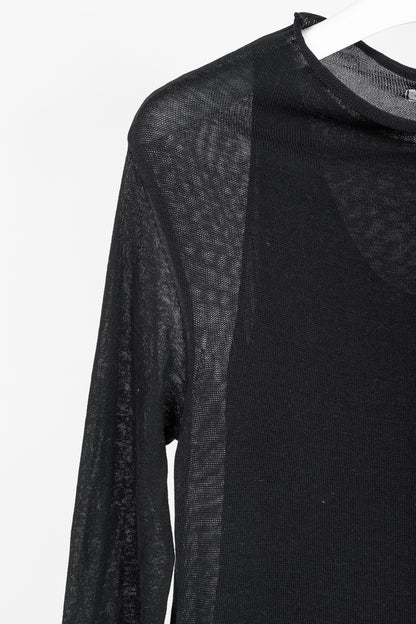 Sarah Pacini Black Knit Long-Sleeve Midi Dress