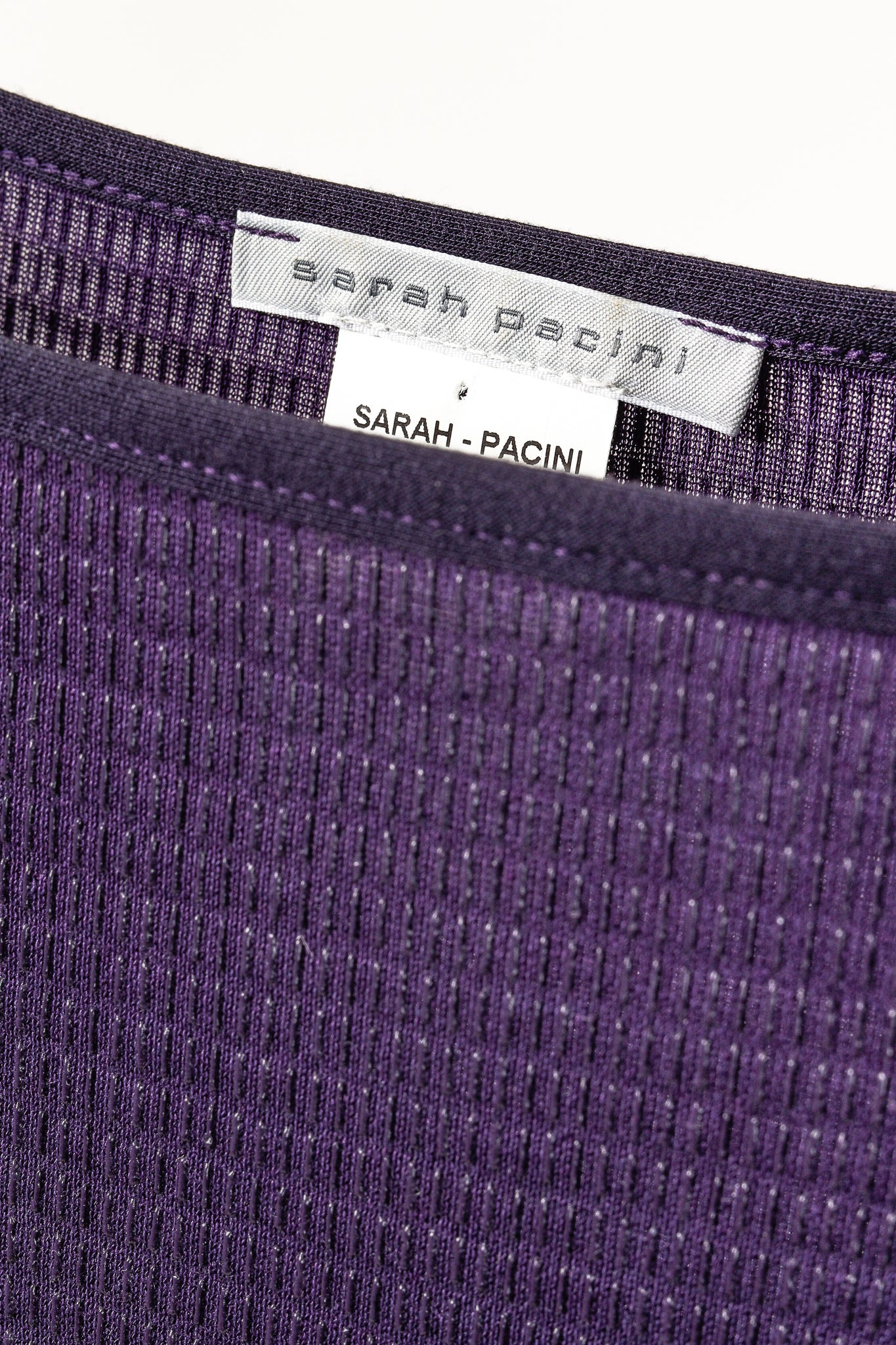 Sarah Pacini Purple Boatneck Textured Long-Sleeve Dress
