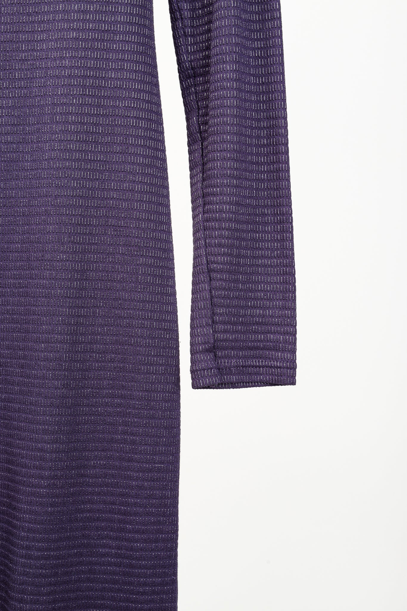 Sarah Pacini Purple Boatneck Textured Long-Sleeve Dress