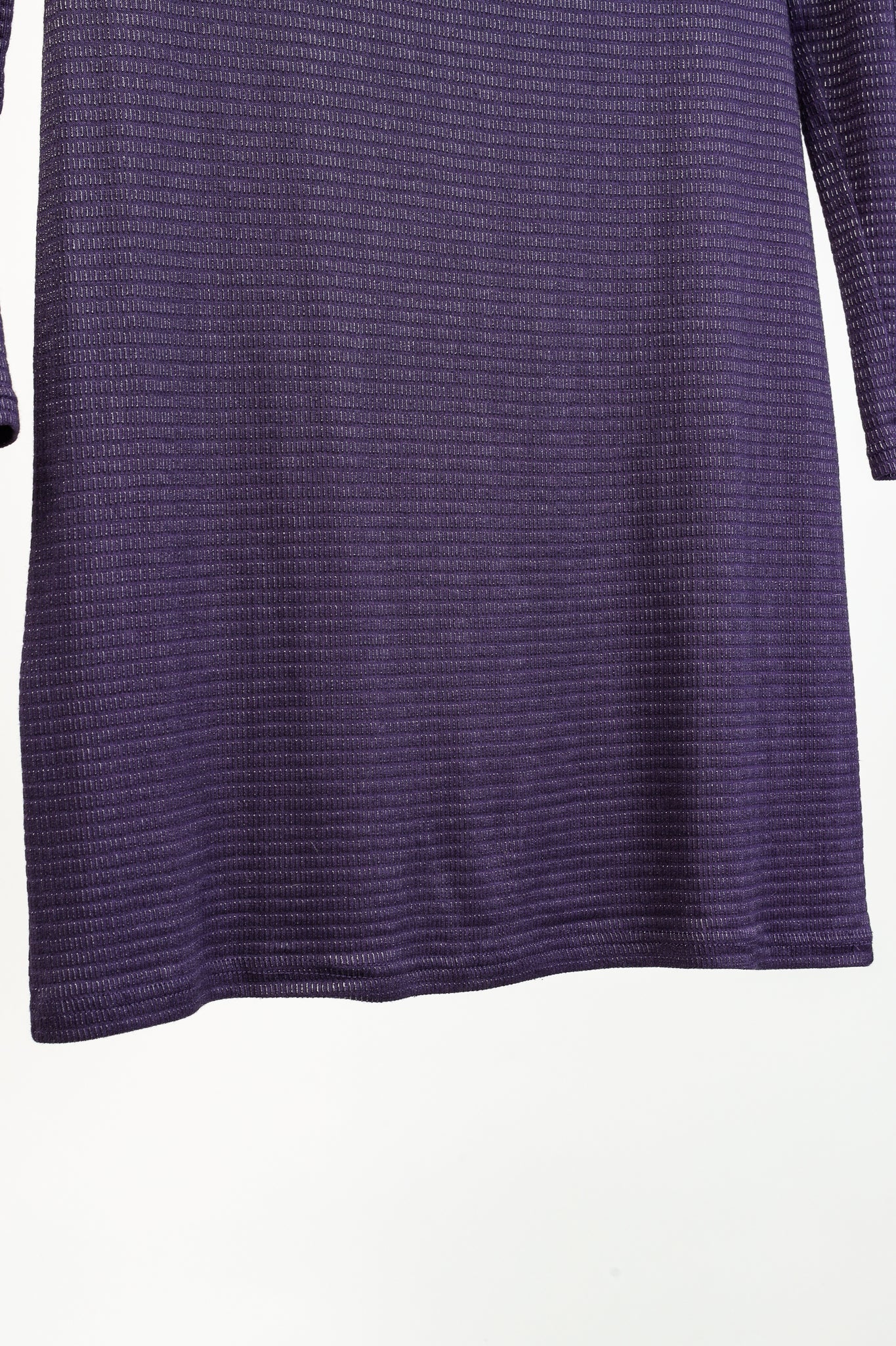 Sarah Pacini Purple Boatneck Textured Long-Sleeve Dress