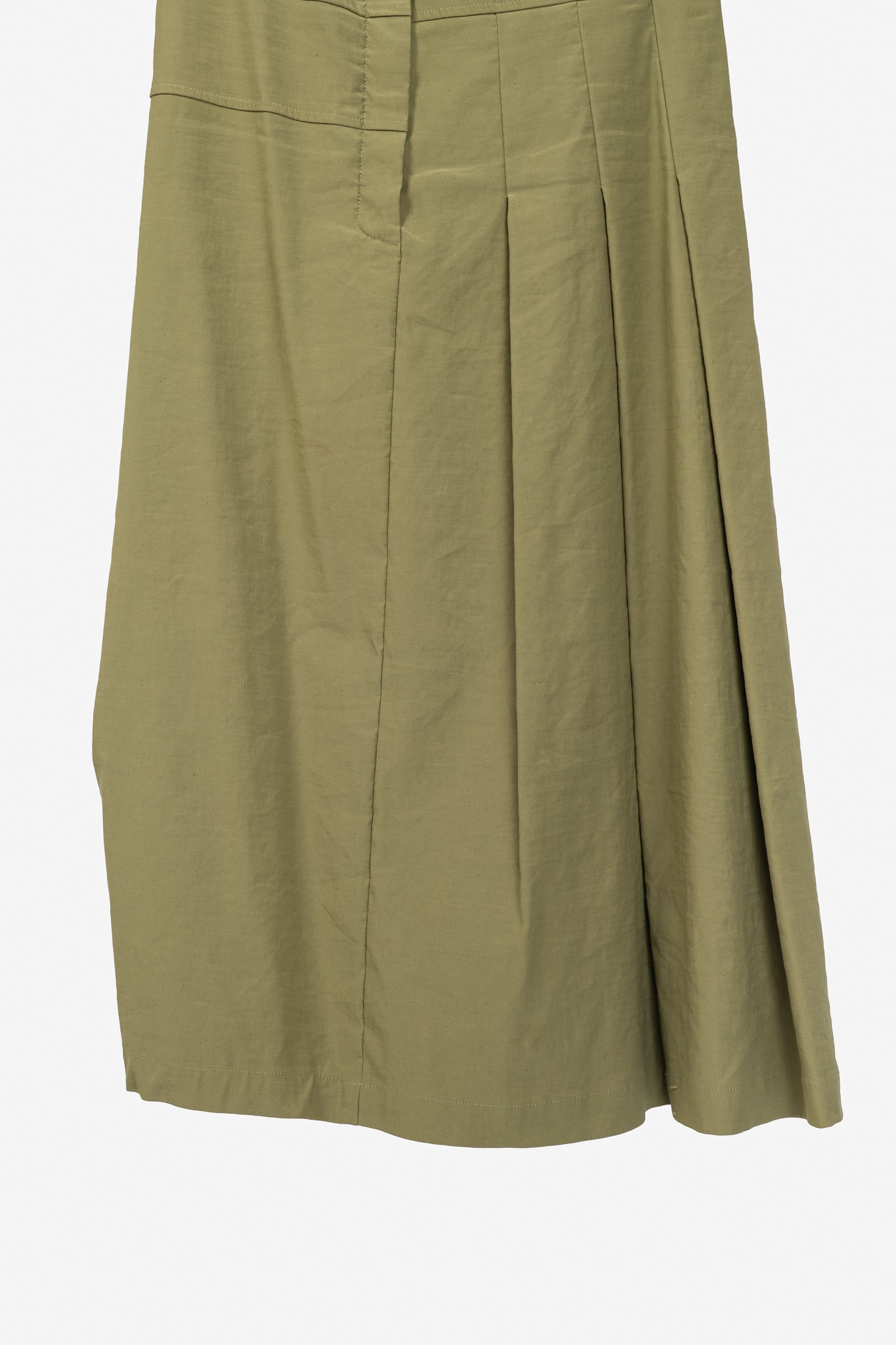 Sarah Pacini Green Stretch-Linen Zip Asymmetrical Midi Dress
