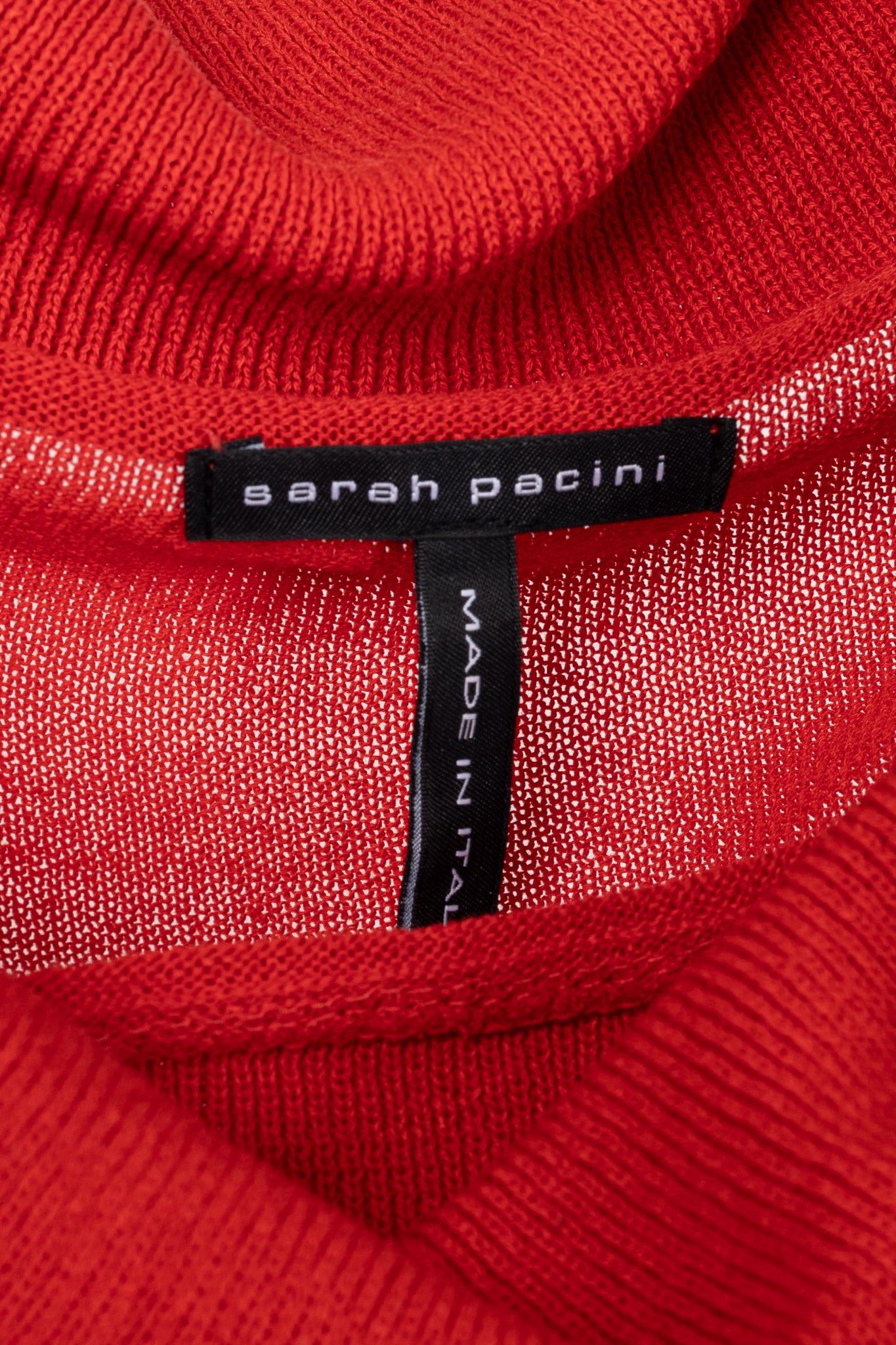 Sarah Pacini Red Linen-Blend Knit Cowl Sweater