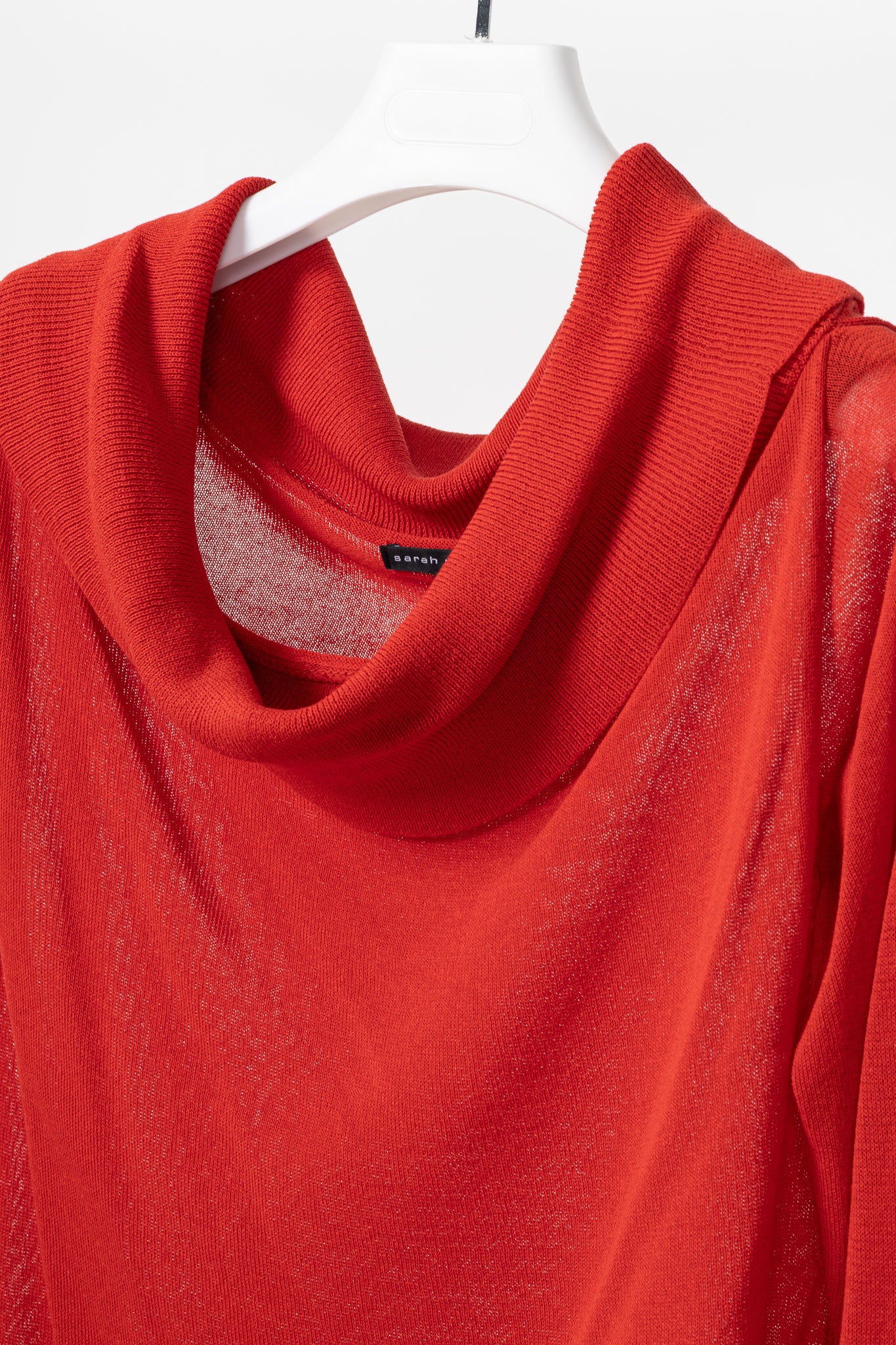 Sarah Pacini Red Linen-Blend Knit Cowl Sweater