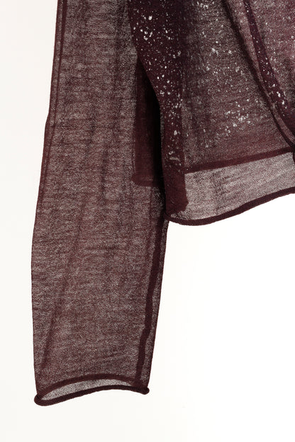 Sarah Pacini Burgundy Metallic-Splatter Lightweight-Knit Sweater