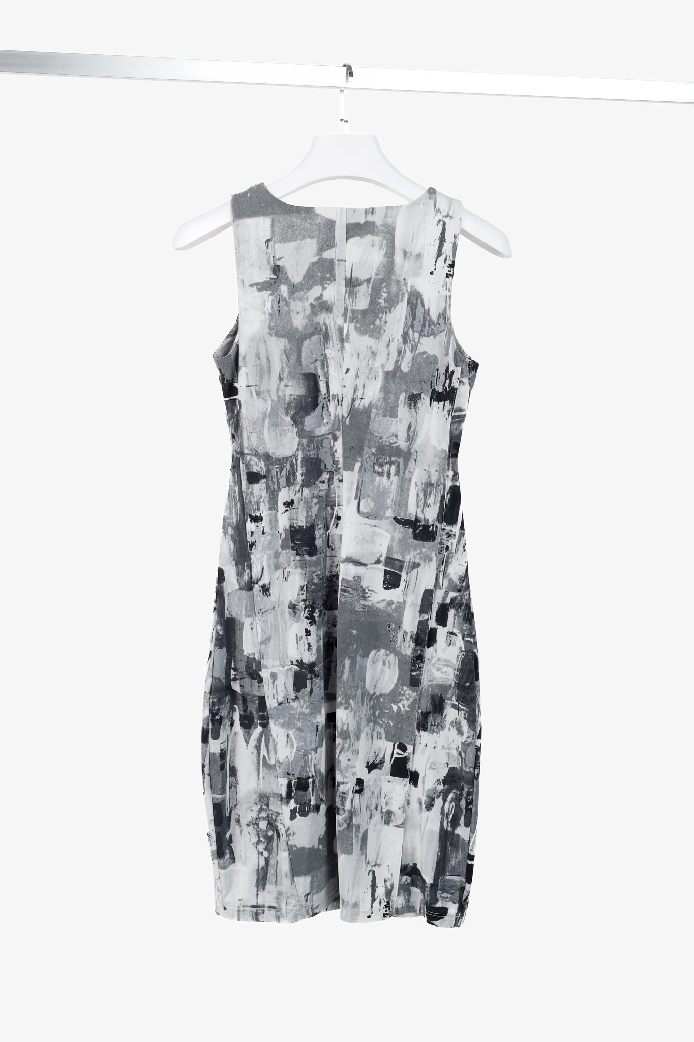 Sarah Pacini Grey Abstract-Print Draped Jersey Dress