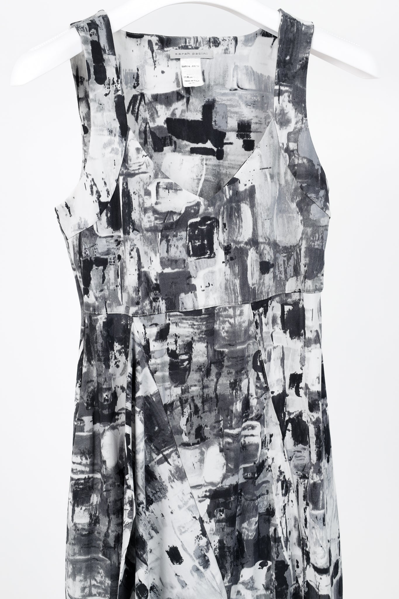 Sarah Pacini Grey Abstract-Print Draped Jersey Dress