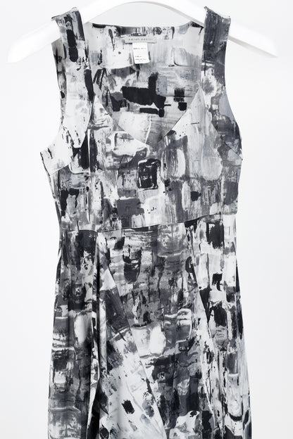 Sarah Pacini Grey Abstract-Print Draped Jersey Dress