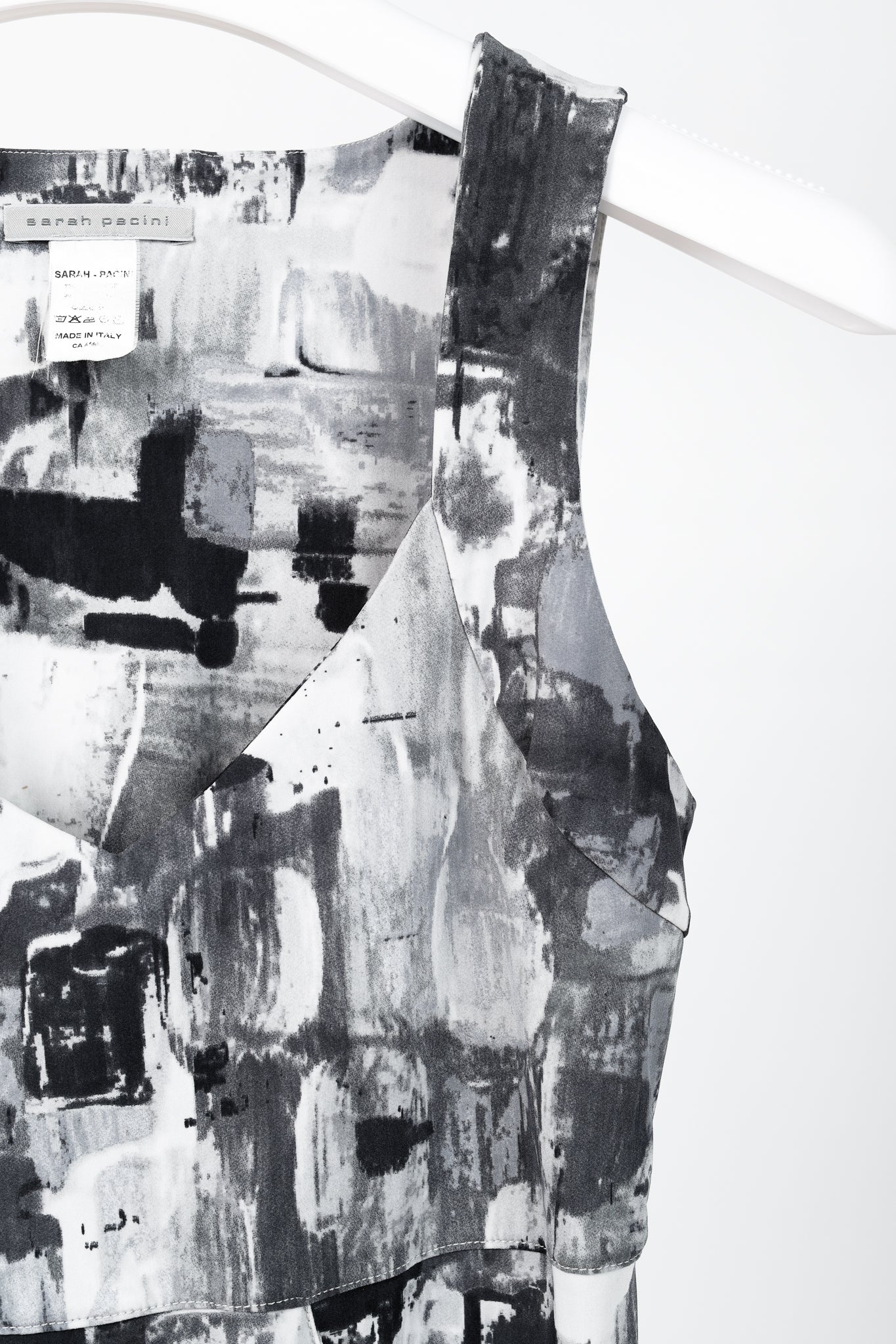 Sarah Pacini Grey Abstract-Print Draped Jersey Dress