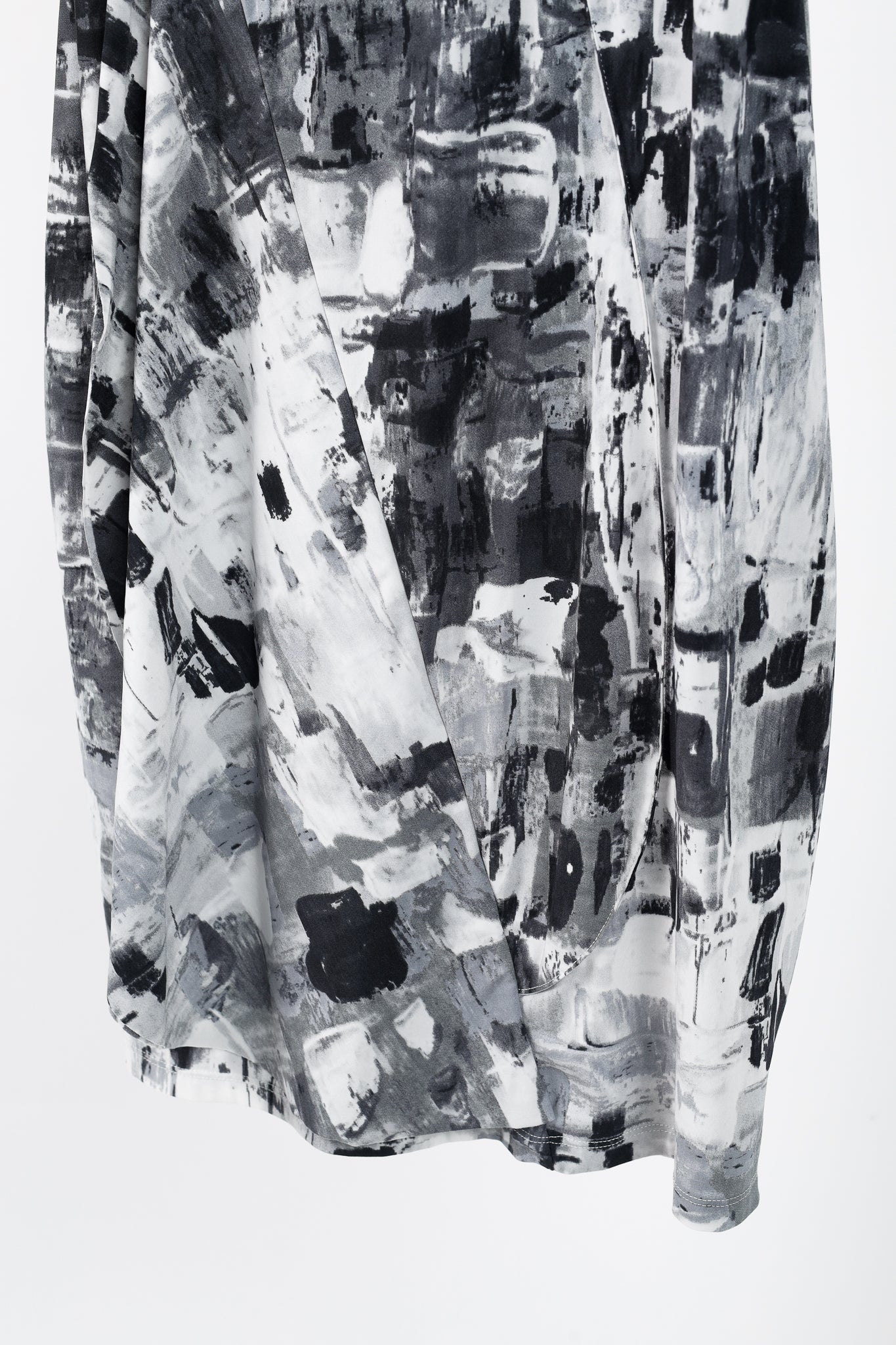 Sarah Pacini Grey Abstract-Print Draped Jersey Dress