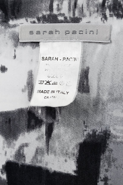 Sarah Pacini Grey Abstract-Print Draped Jersey Dress
