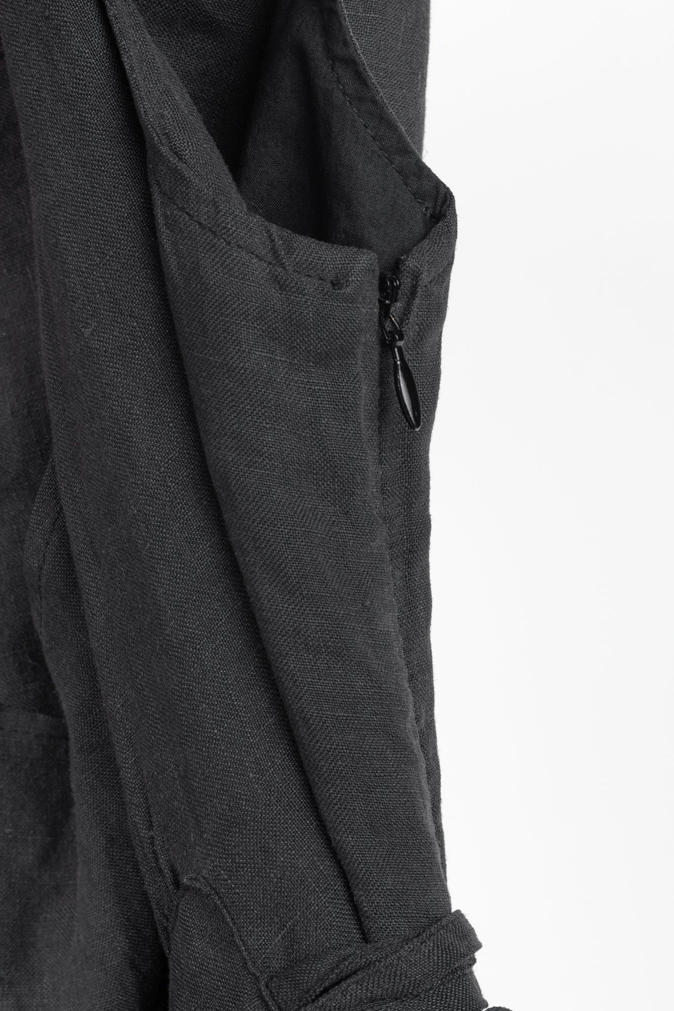 Sarah Pacini Grey Linen Tie-Waist Sleeveless Midi Dress