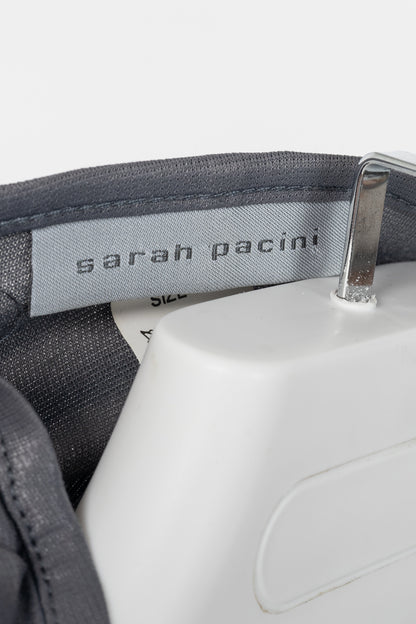 Sarah Pacini Shiny Grey Jersey Cowl Tank