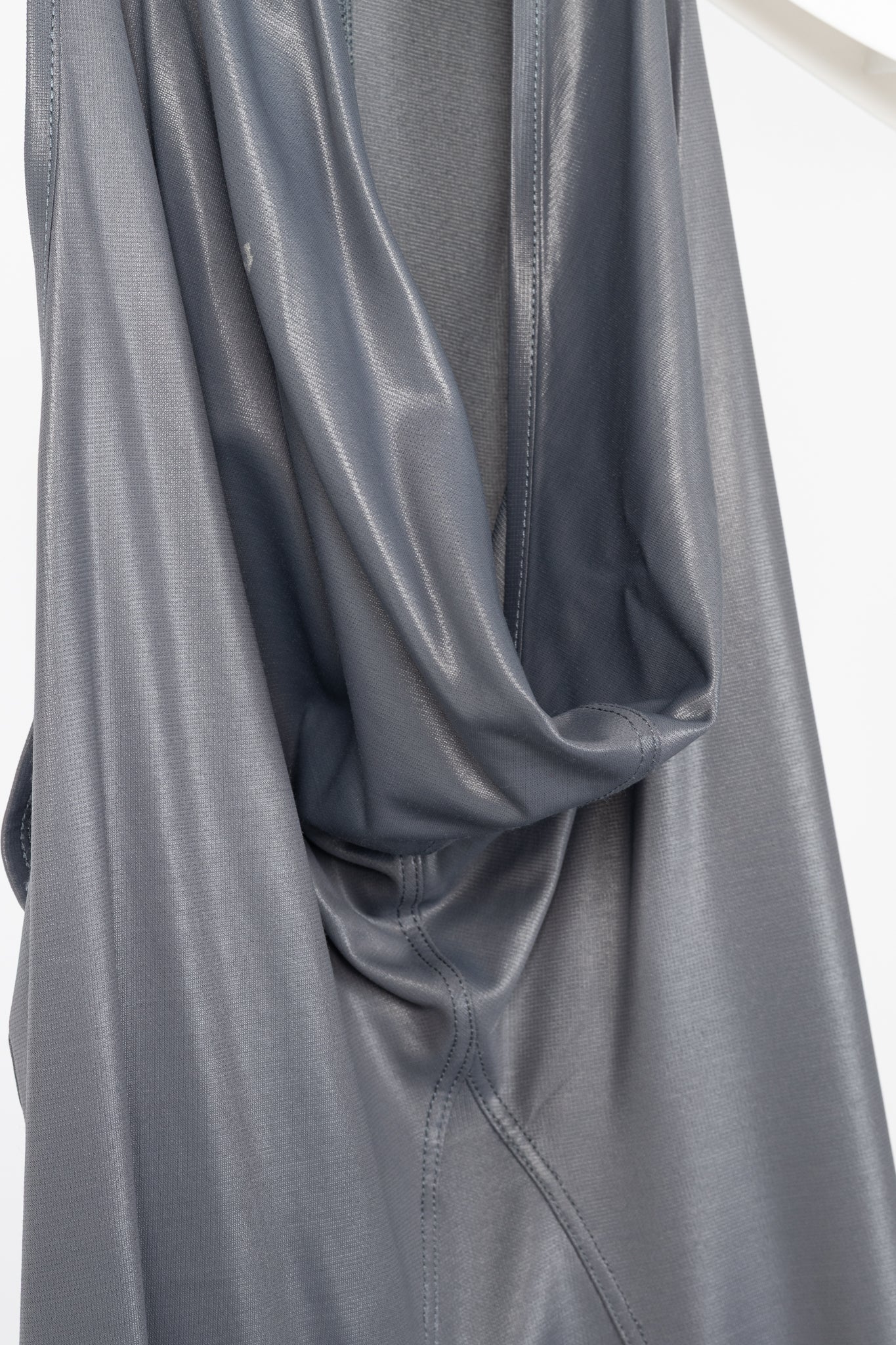 Sarah Pacini Shiny Grey Jersey Cowl Tank