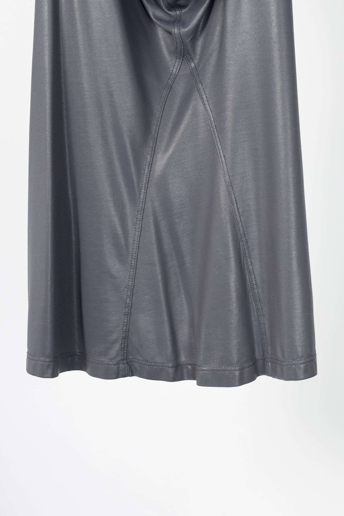 Sarah Pacini Shiny Grey Jersey Cowl Tank