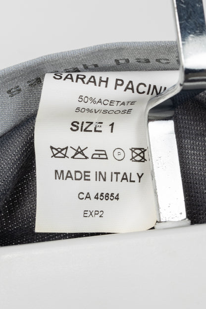 Sarah Pacini Shiny Grey Jersey Cowl Tank