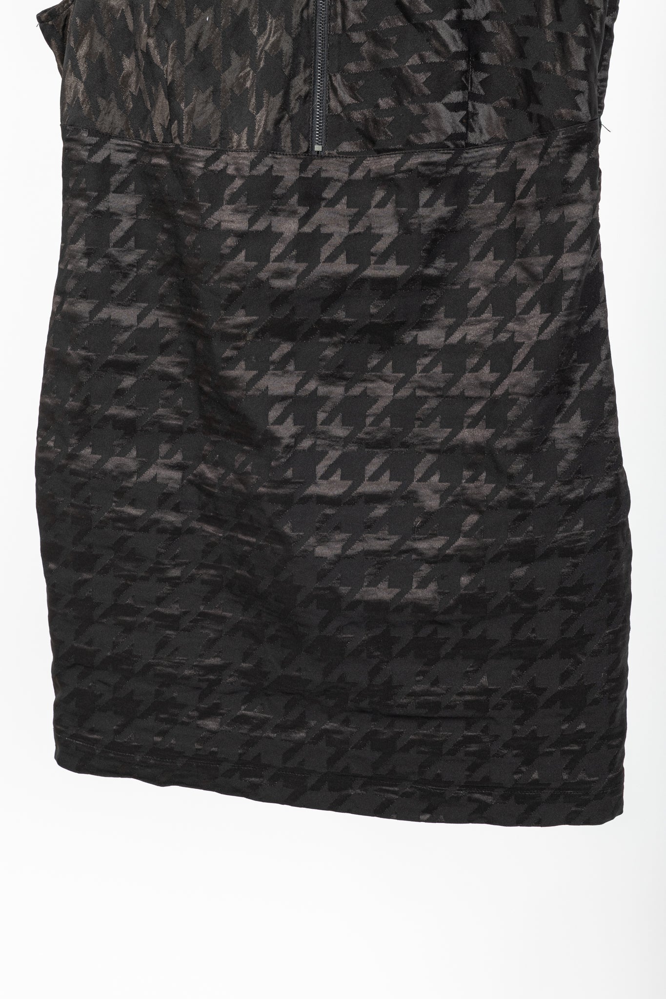 Sarah Pacini Black Metallic-Houndstooth High-Neck Mini Dress
