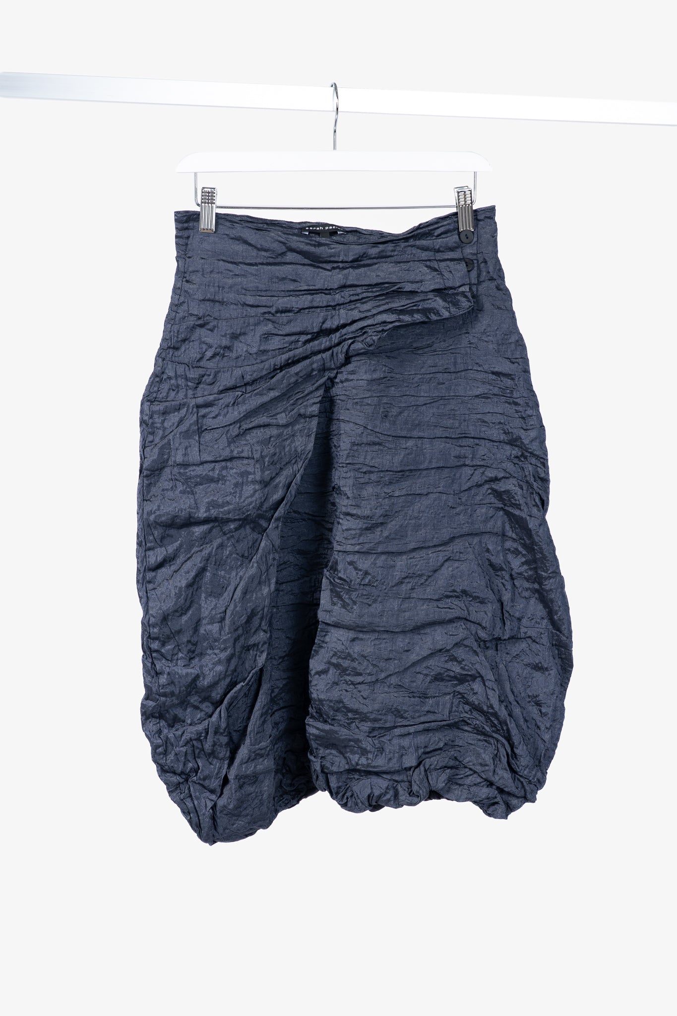 Sarah Pacini Navy Metallic Crinkled Bubble Skirt