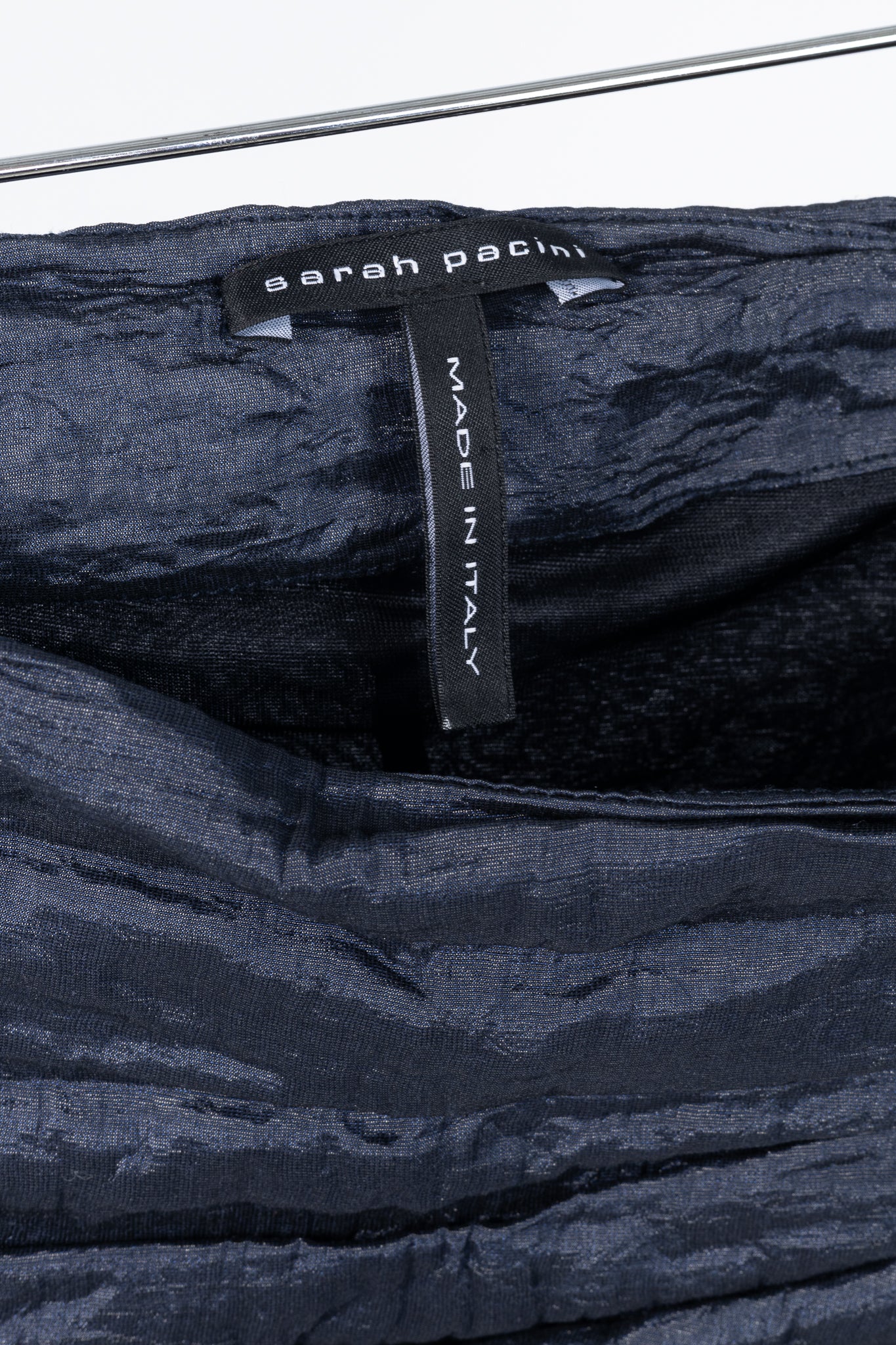 Sarah Pacini Navy Metallic Crinkled Bubble Skirt