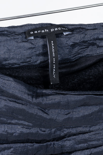 Sarah Pacini Navy Metallic Crinkled Bubble Skirt